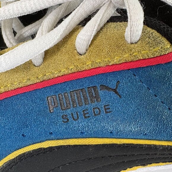 Puma SmileyWorld Suede Kids Sneakers Size 7 C Royal Blue Gold Shoes 384928-01 - Picture 3 of 11